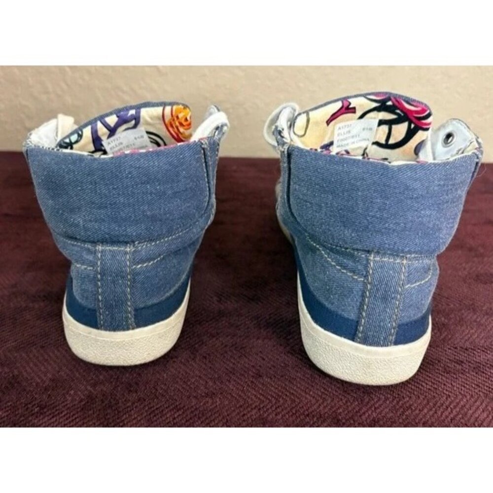 Coach Poppy Shoes Womens Blue Denim High Top Sneakers Casual Lace Up Size 6.5B - Picture 9 of 14